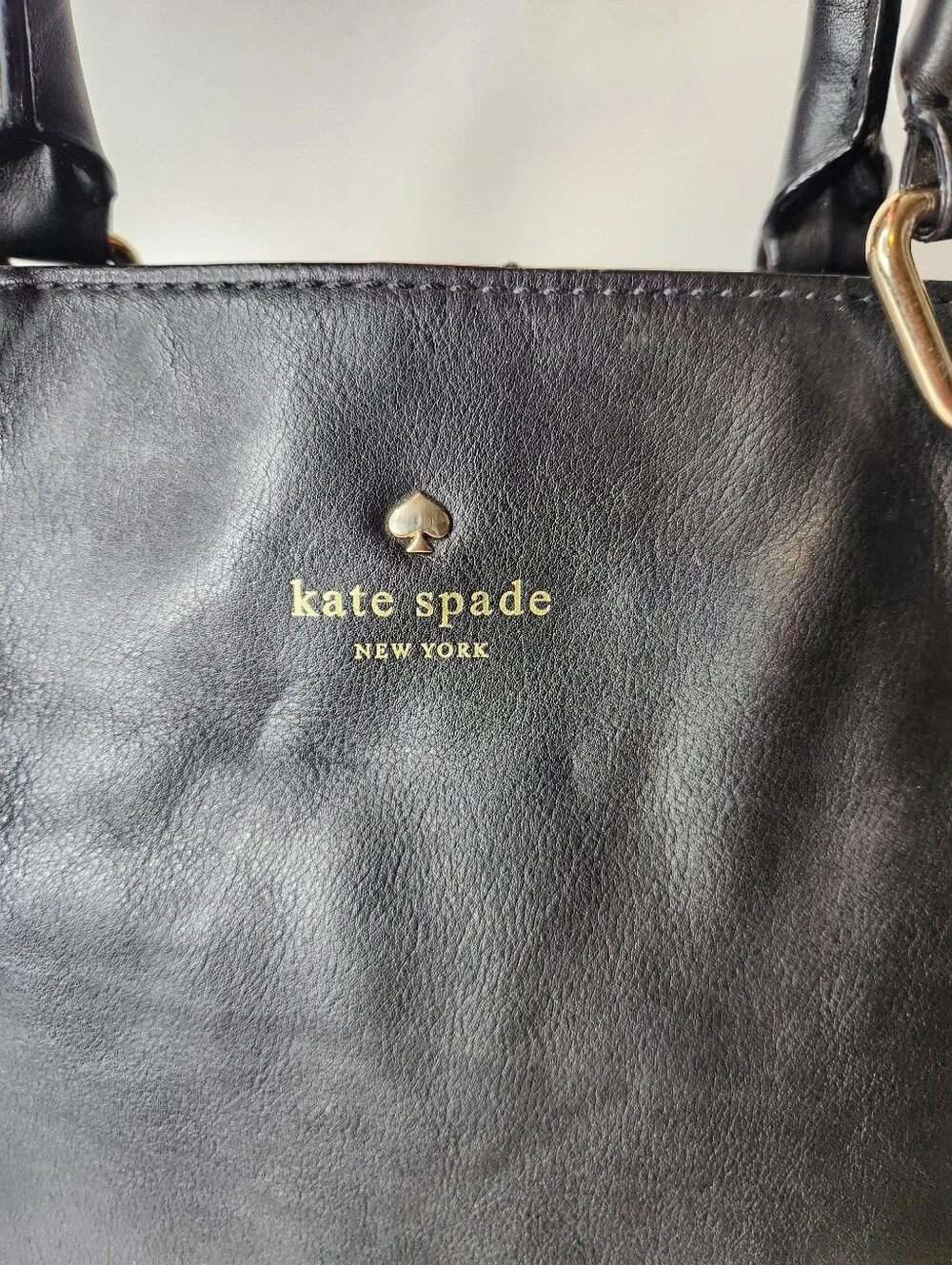 Kate Spade Hamilton Heights Canteen Black Leather Shoulder Bag Gold Hardware